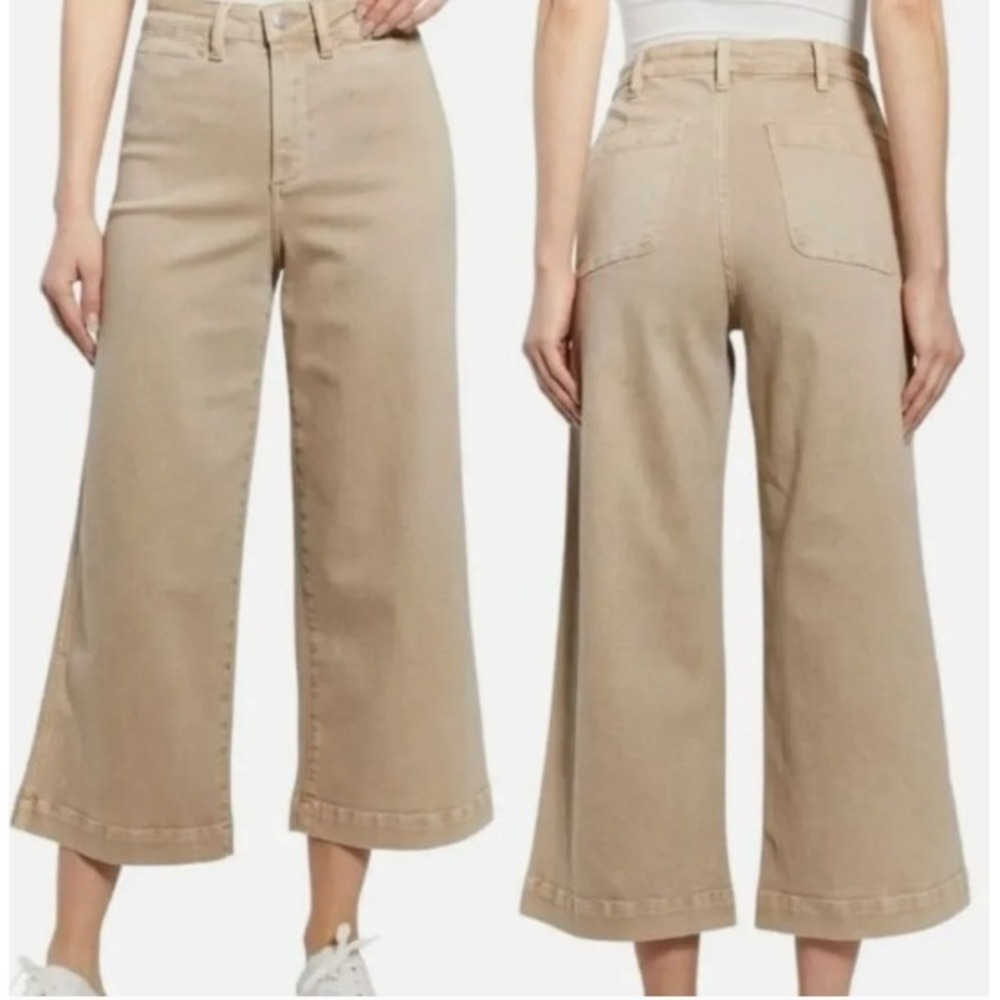 OAT New York Tan High Rise Wide Leg Cropped Denim Pants Size 27 1042-SJ